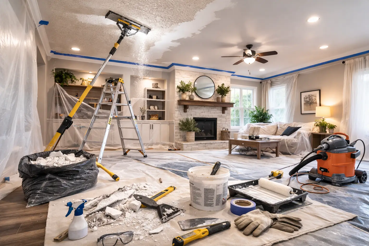 popcorn ceiling removal apache design and restoration pro